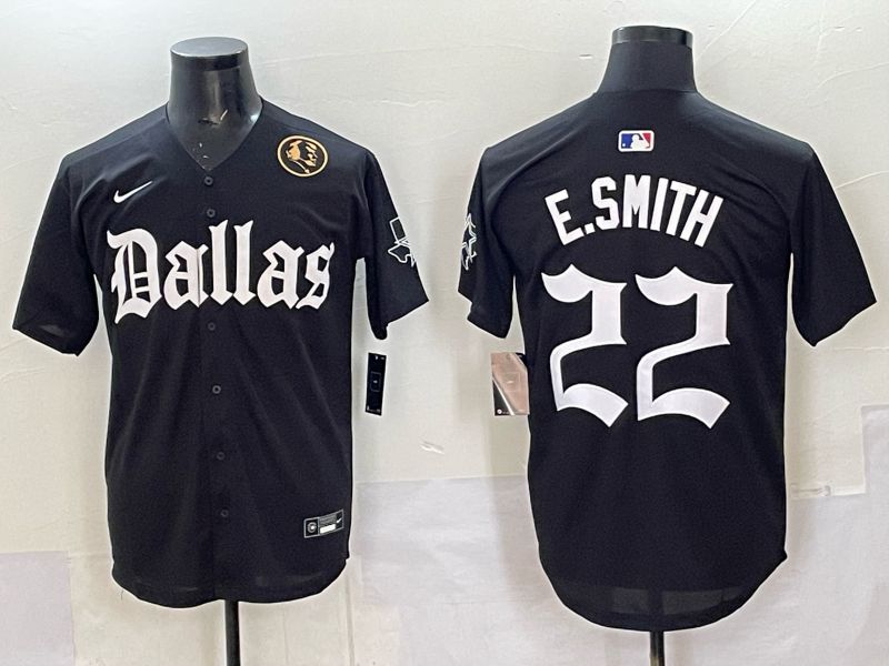 Men 2025 Nike Dallas Cowboys #22 E.Smith Black 5th generation Joint Name Limited NFL Jersey 013